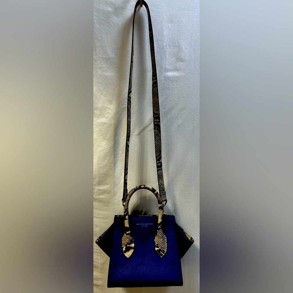 Davide Albertario royal blue and snake skin bag